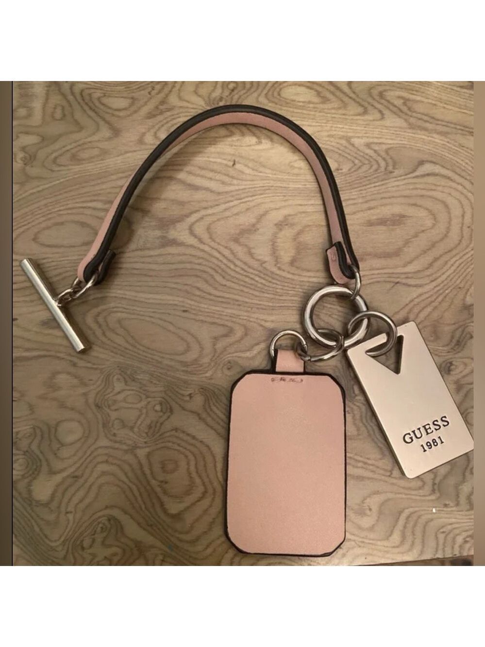 Guess Pink and Silver Keychain Purse Charm